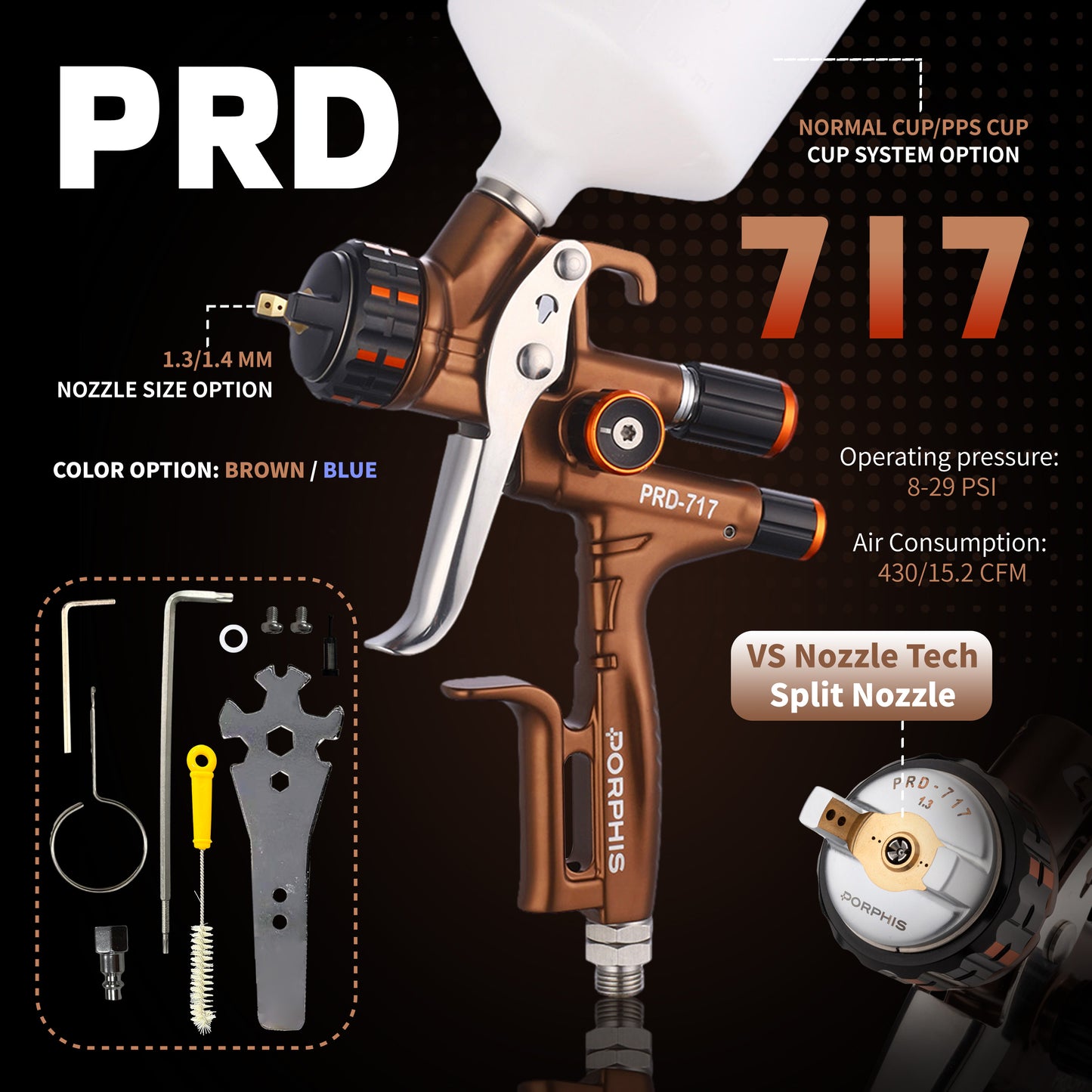 VS PRD-717 SPRAY GUN 1.3/1.4mm